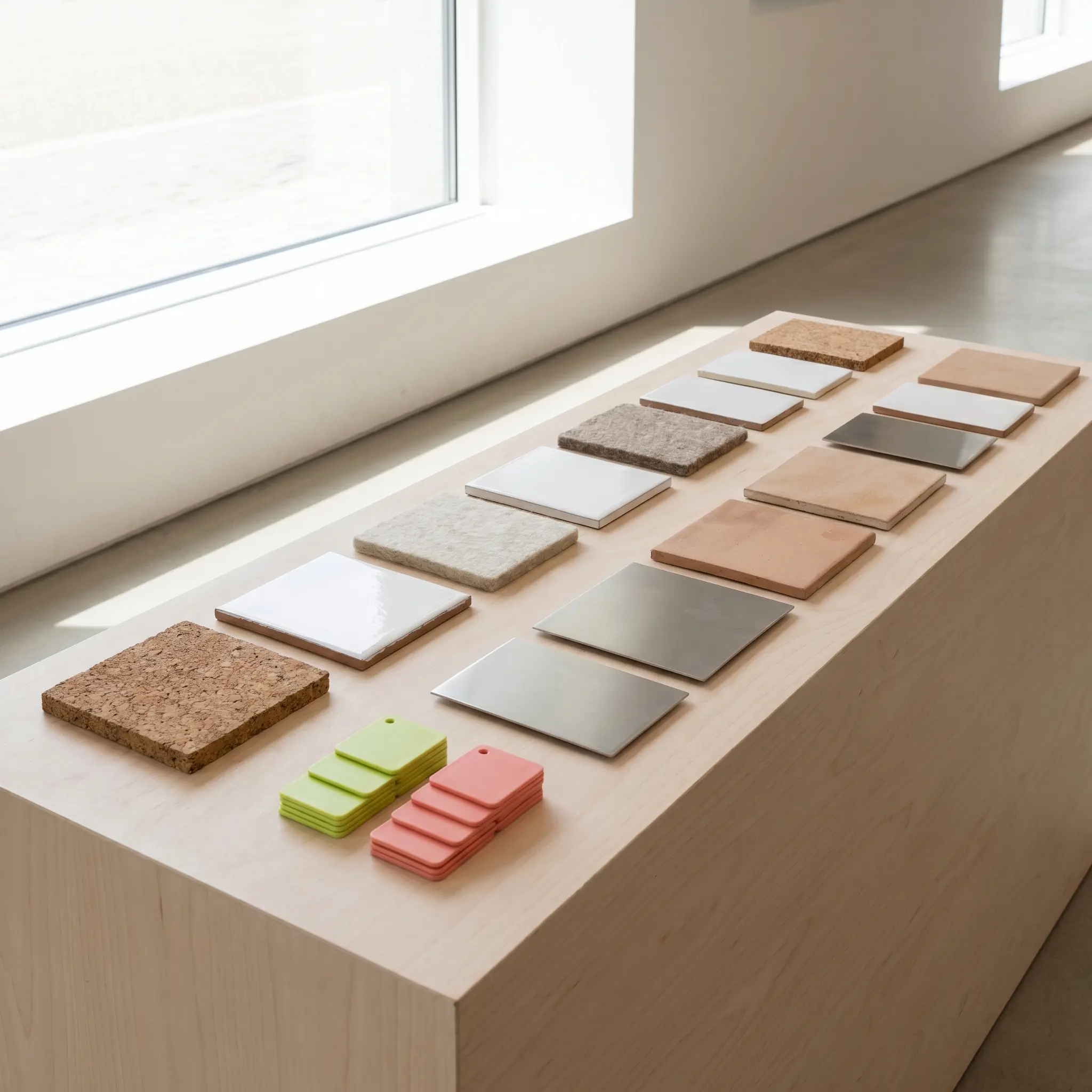 Household material samples arranged as a Sebuo care reference